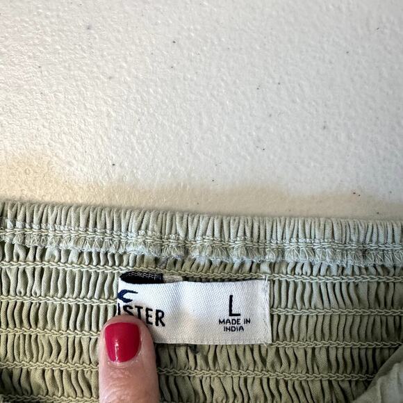 Hollister Peasant Eyelet Crop Top Green Women's Size Large - Picture 4 of 5